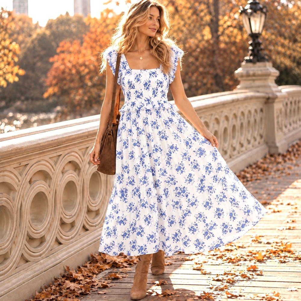 Anthropologie J Gee 3X Maxi Dress Cottagecore Prairie Boho Chic Coastal Romantic